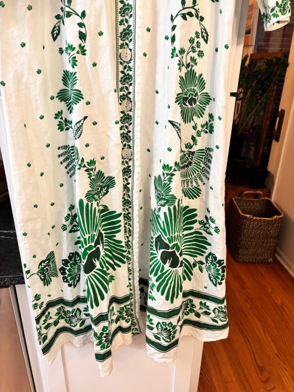 new Farm Rio Forest Soul Off-White Maxi Dress green and white floral sundress - Picture 9 of 12